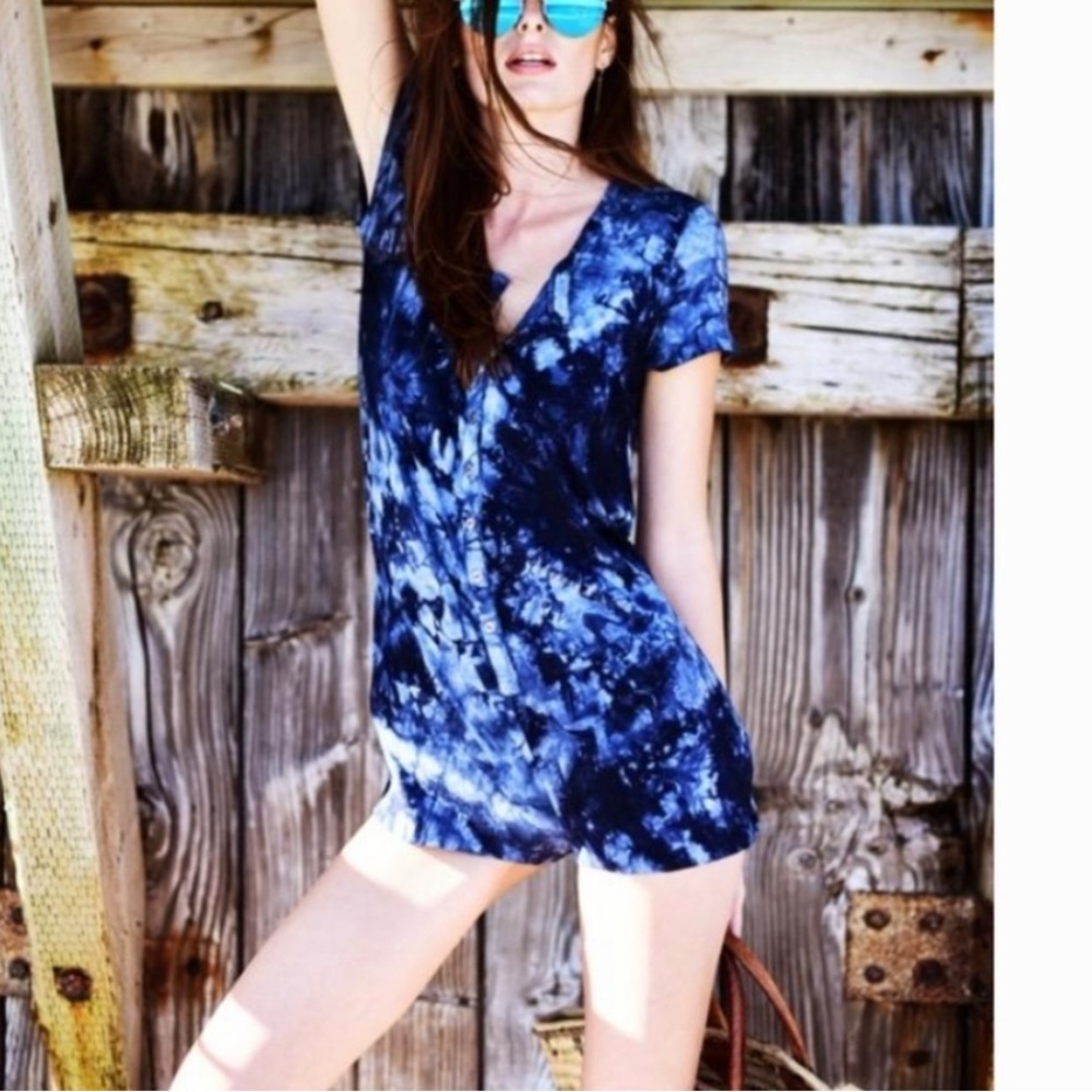 NWT C&C California Navy Tie-Dye Stretchy Romper Shorts for Sleep or Beach!